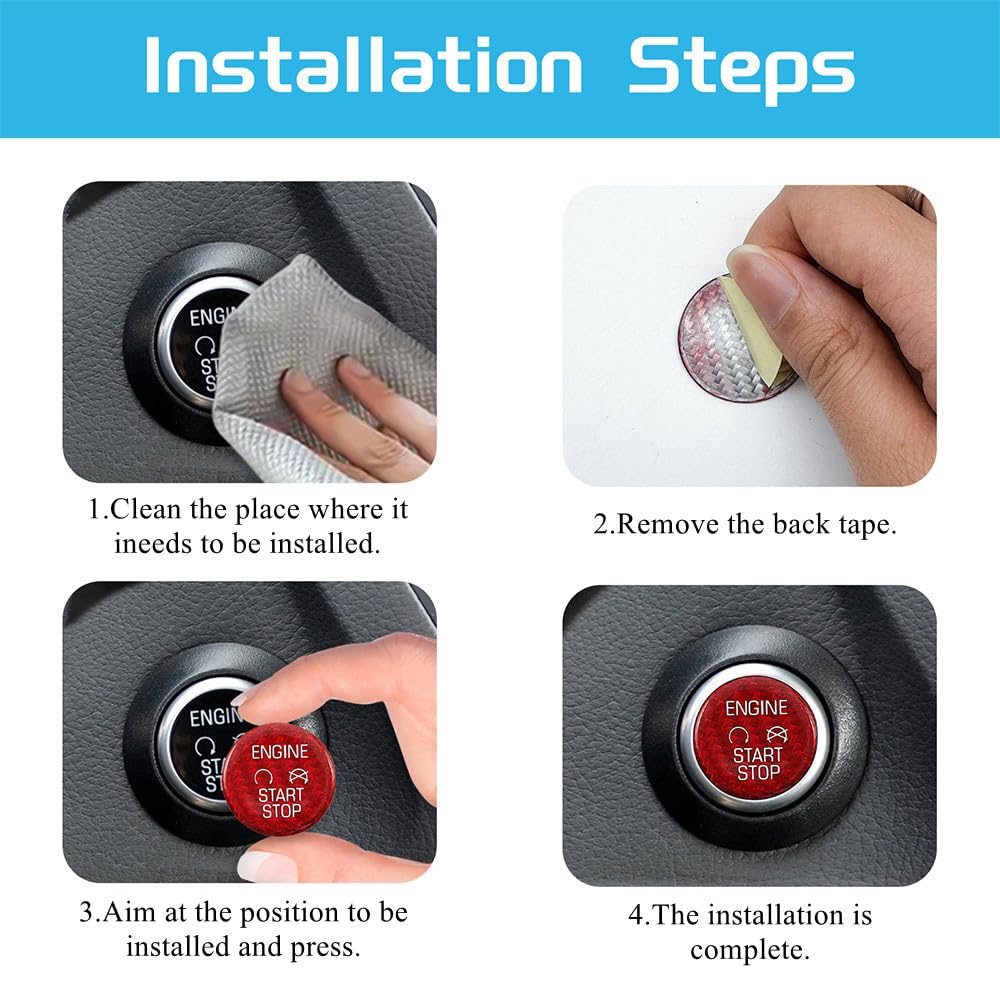 Carbon Fiber Push Start Button Cover Compatible with Subaru WRX 2015-2019 Forester Outback 2013-2020 XV Legacy 2014-2020 Engine Start Stop Keyless