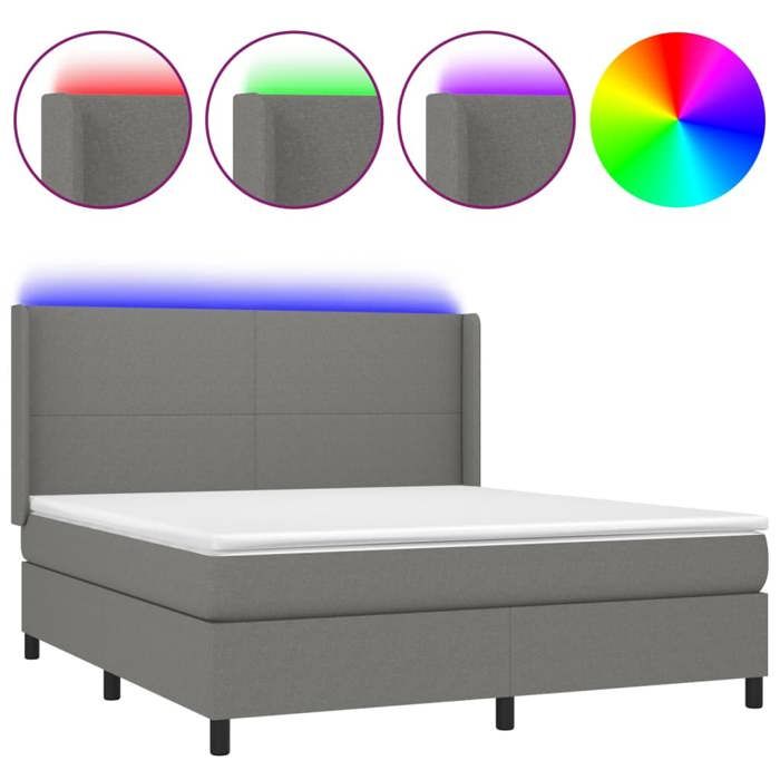 Maison Exclusive - Sommier à lattes de lit matelas LED Gris foncé 180x200 cm Tissu