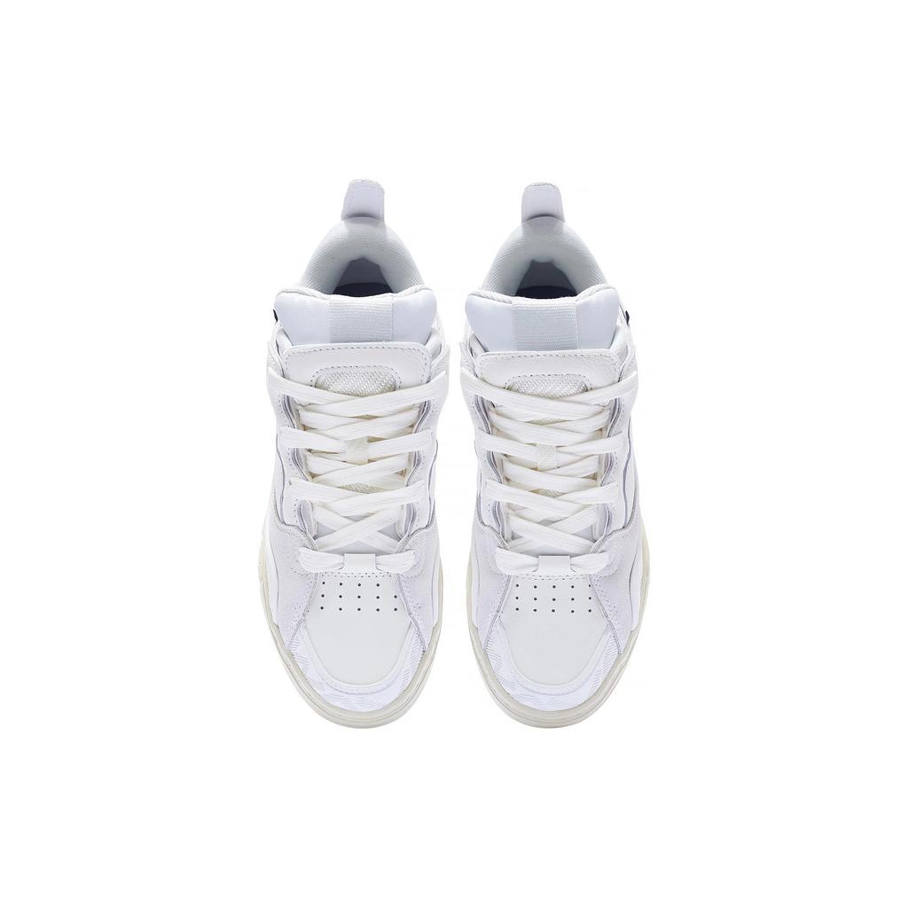 Li Ning Golden Textile, Leather Slip Resistant Abrasion Resistant Low top Skateboard Shoes Women's White AECS074-7