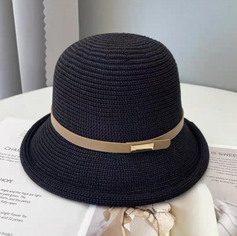 New Summer Straw Fisherman Hat Women Wide Brim Sun Hat Breathable Outdoor Travel Foldable