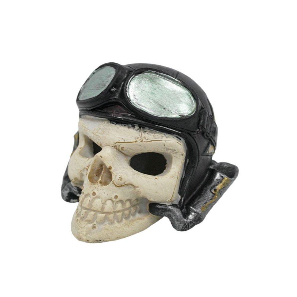 Funny Decorative Skull Head Ornament Simulation Realistic Head Bone Model Resin Skull Fish Hideout Halloween Decoration