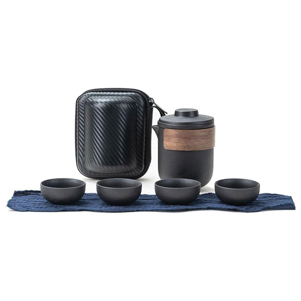 

Durable Anti Burn Travel Tea Set Portable With Storage Bag Ceramic Teapot Mini Tea Infuser Set Outdoor Use