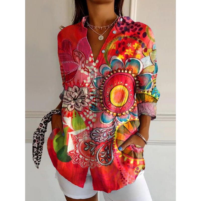 3D Abstract Pattern Women's Long Shirt with Drop Shoulder Sleeves