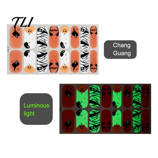 No Bake Nail Decals Halloween Glow-in-the-Dark Stickers, Gothic Spider Web Ghost Manicure Easy Use Stickers Decoration Decals, Art Accessories