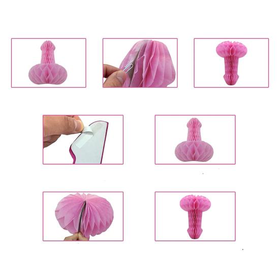 2 Pcs Penis Honeycomb Centerpieces Hanging Paper Honeycomb Decorations Honeycomb Table Ornaments for Bachelorette Party Decor