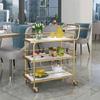 Gold Multi-Layer Nordic Mobile Beverage and Dining Cart for Hotels and Restaurants