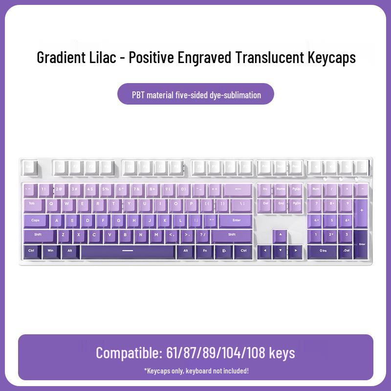 Gradient PBT Dye-Sublimation Side-Printed Mechanical Keycaps Set - Translucent, Creative & Personalized