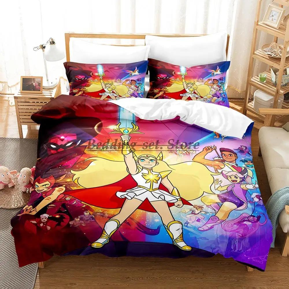 New She Ra And The Princesses Of Power Bedding Set Single Twin Full Queen King Size Bed Set Bedroom Duvetcover Sets Anime