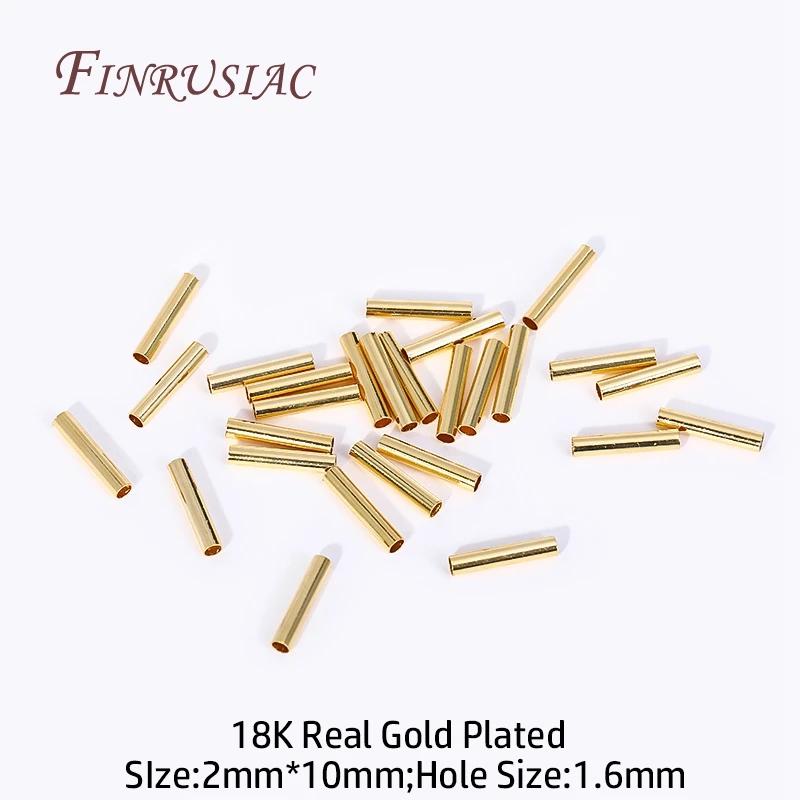 2mmX8mm Tube Beads For Jewelry Making 18K Gold Plated Beads Separators For Bracelets Accessories,Spacer Bead DIY Findings