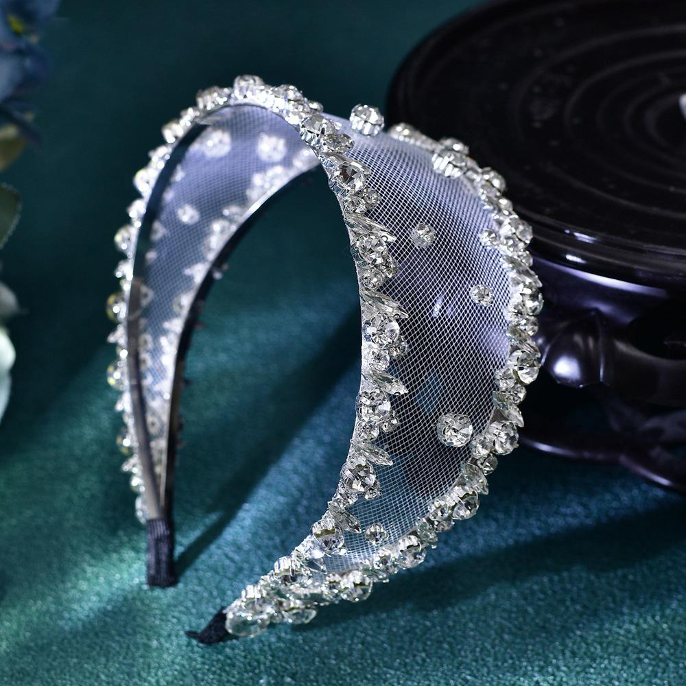 New Bride s Mesh Headpiece Headband Fashion Simple Rhinestone Wedding Headband Hair Accessory for Women