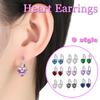 Boucles d'oreilles femme en forme de coeur Zircon multicolore boucles d'oreilles mode