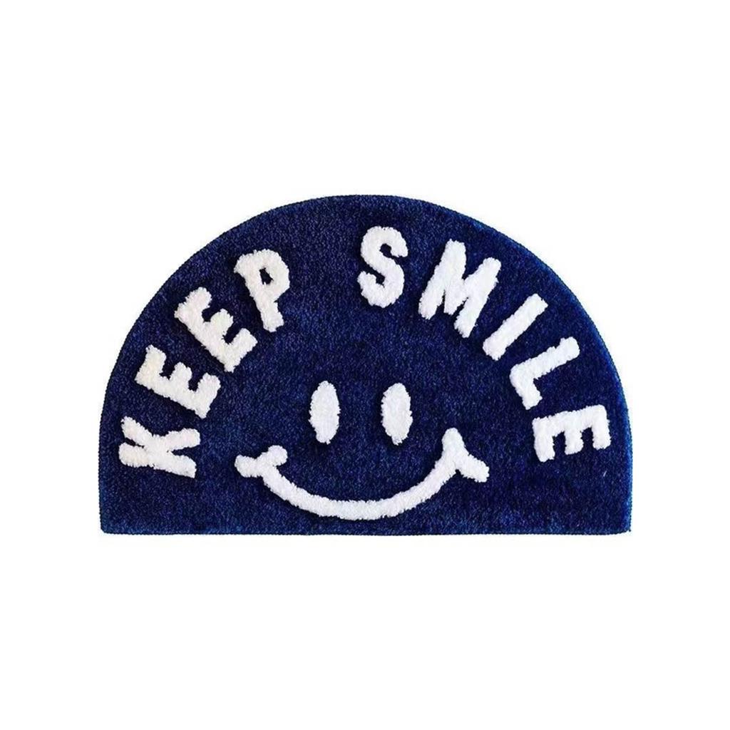 Half Round Smiling Face Entrance Door Mat Imitation Cashmere Area Carpet Family Blanket Soft Bathroom Foot Rugs Welcome Mat