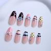 1 Set Press On Nails Salon Quality Almond French Tip Stick-on Fake Nails Removable 3D Charm Women Full Cover Glue On False Nails