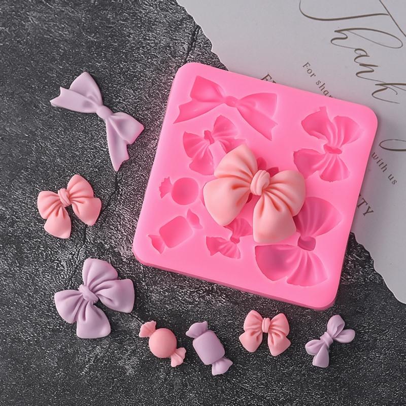 Newest 1pcs Cute Knot Bow Molds Soft Silicone Fondant Resin Art Mould Cake Decoration Pastry Kitchen Baking Accessories Tools