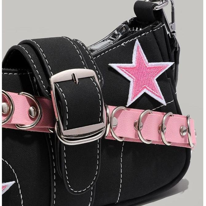 IELGY women's black shoulder baguette bag, sweet and cool babes premium underarm bag