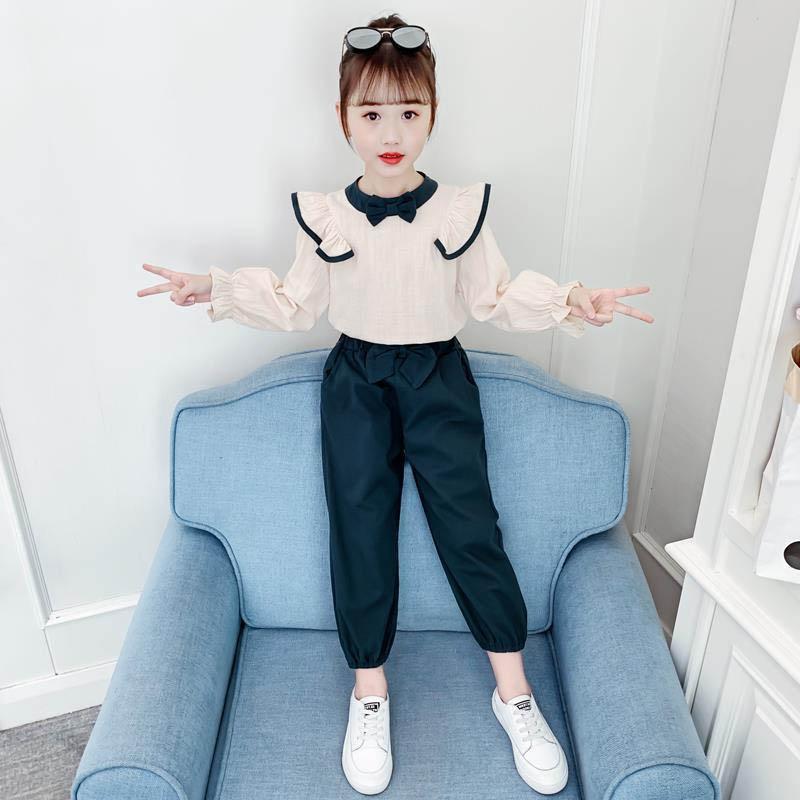 Tute sportive da ragazza Abbigliamento estivo per bambini Tute a due pezzi primaverili e autunnali Tempo libero Larghe Sportive Maniche lunghe Pullover da bambino Tute a due pezzi