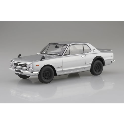 Aoshima Bunka Kyozai (AOSHIMA) 1/24 Scale Rakupla Snap Car Series KPGC10 Skyline HT 2000GT-R 1970 Silver Pre-Colored Plastic Model Kit 01-SI