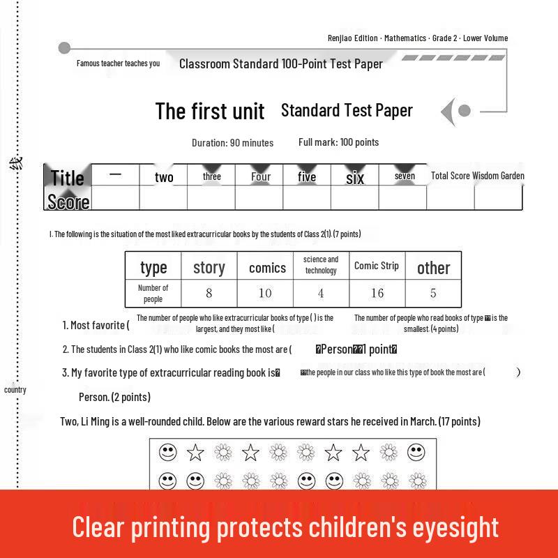 Grade 2 Math Test Papers & Workbook (Renjiao Edition)