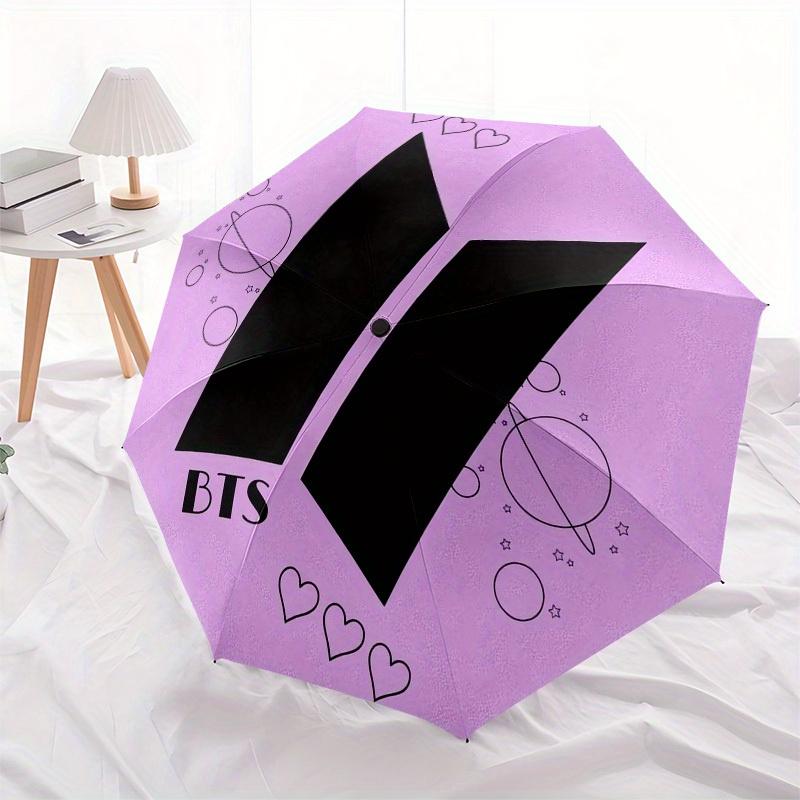1 Stück BTS Lila Herz Weltraum-Regenschirm mit Kunststoffgriff, Geeignet für Alle Jahreszeiten Zuhause Reise Outdoor-RegenschirmM1335