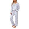 Women's V-Neck Pajama Set Long Sleeve Top and Pants Loose Fit Plus Size Two-Piece Loungewear for Spring and Fall