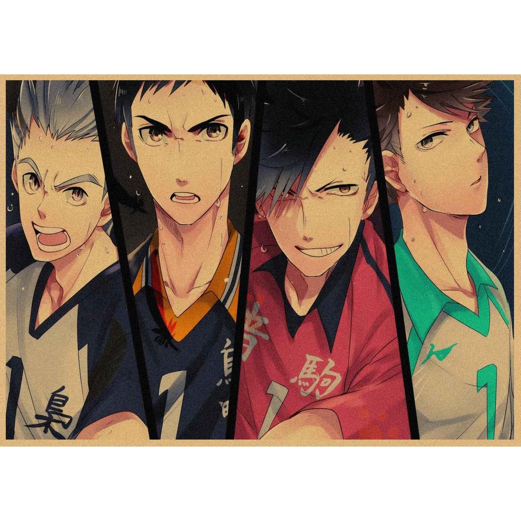 Haikyuu!! Retro Kraft Poster: Hinata Shoyo & Kageyama Tobio Decorative Wall Art