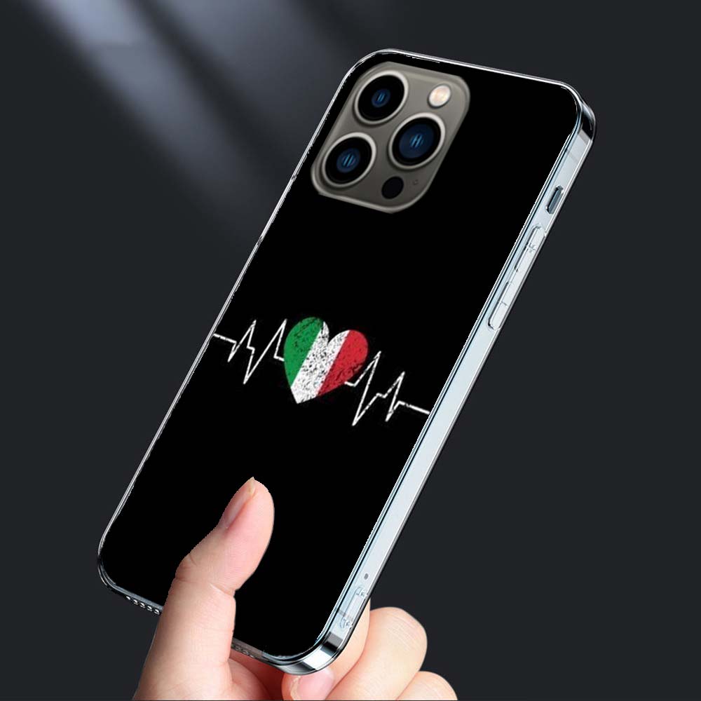 Italy Flag Phone Case For Iphone 16E 15 Pro 14 Plus 17E 16 17 Pro Max Air 11 12 13 Mini Shockproof Capa Cute Cover TPU Clear