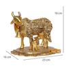 Gold Plated Kamdhenu Cow with Calf Metal Statue for Good Luck Feng Shui & Vastu Showpiece As Table Top Religious Idol