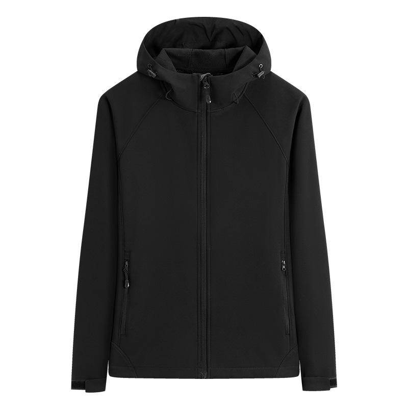 

Куртка софтшелл однотонная весенне-осенняя - Водоотталкивающая, Ветрозащитная, Дышащая, Большого размера, Унисекс, для активного отдыха и рыбалки XL чёрный