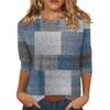 2026 Spring/Summer New Women's Fashion Printed Three-Quarter Sleeve Loose Round Neck Casual T-Shirt Top