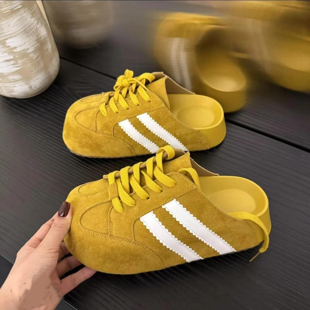 2025 Spring and Summer Baotou Half Slippers Outer Wear Retro Heelless One Pedal Lace-up Lazy Casual Cool Slippers