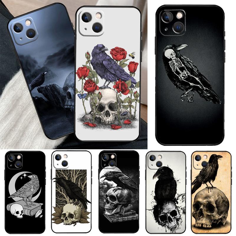 Skull Crow Flower Case For Xiaomi 17 Pro Max 14 15 Ultra 15T 13T 14T POCO F8 Ultra F7 F5 F6 X5 X6 X7 Pro Cover
