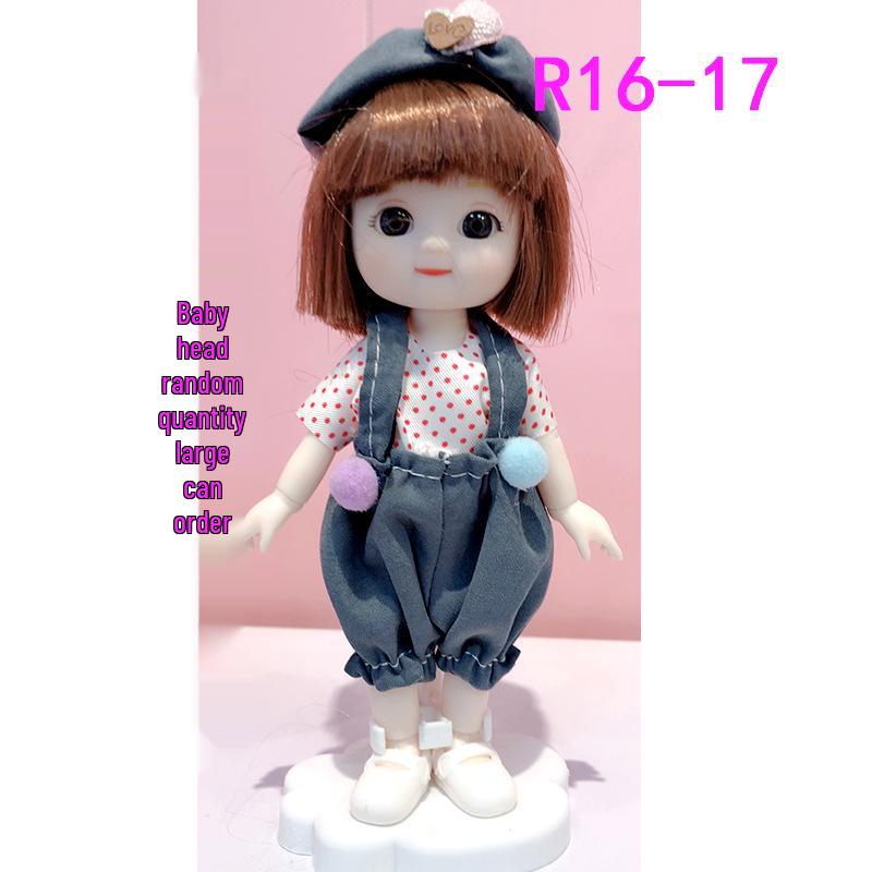 16cm 8-Point BJD Princess Doll with Denim Wedding Dress & Accessories - 6" Dress-Up OB11 Clothes, Tops, and Shorts