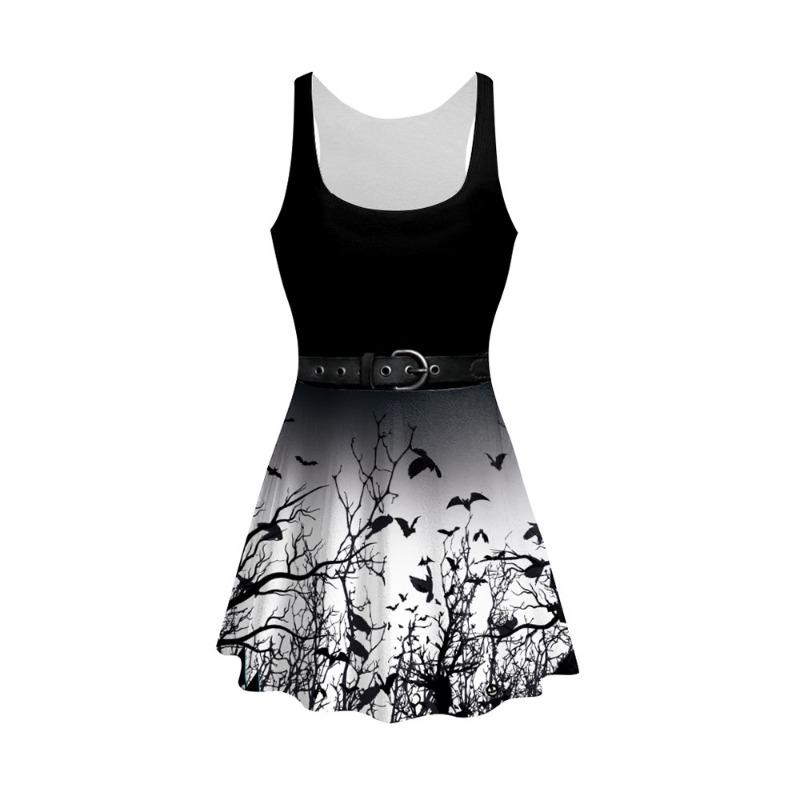 Halloween carnival wilderness horror gradual change pattern digital printing new women's vest dress