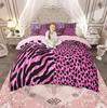 Homewish Girls Hot Pink Duvet Cover Set 2pcs/3pcs, Zebra Leopard Print Bedding, Cheetah Printed Quilt Cover Set