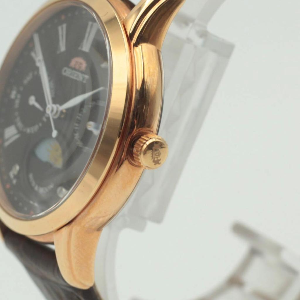 Used ORIENT Watch SUN&MOON Day Date Quartz Gold Brown