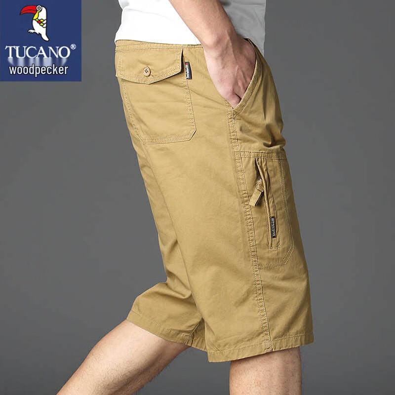 TUCANO Men's Summer Loose Cotton Cargo Capri Shorts