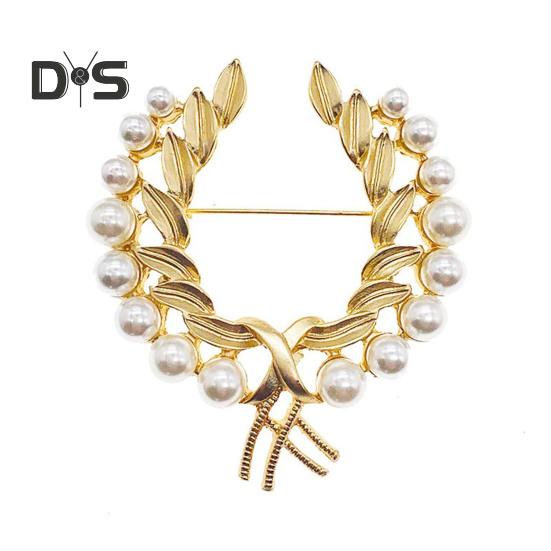 

Женская брошь из искусственного жемчуга, пшеничный декор, изысканный винтажный противоскользящий износостойкий воротник пальто, шляпа, шарф, украшение, булавка для одежды, ювелирные изделия золотистый