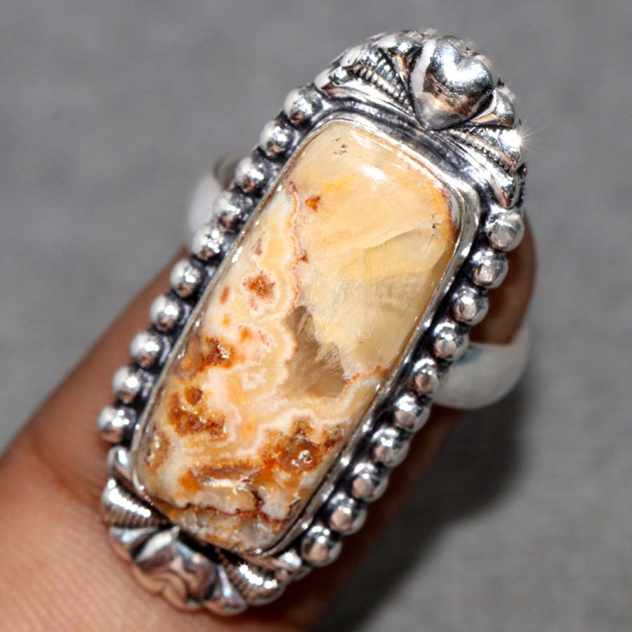 Top Quality Apple Valley Agate 925 Silver Plated Ring US 8 Most Beautiful p0T84