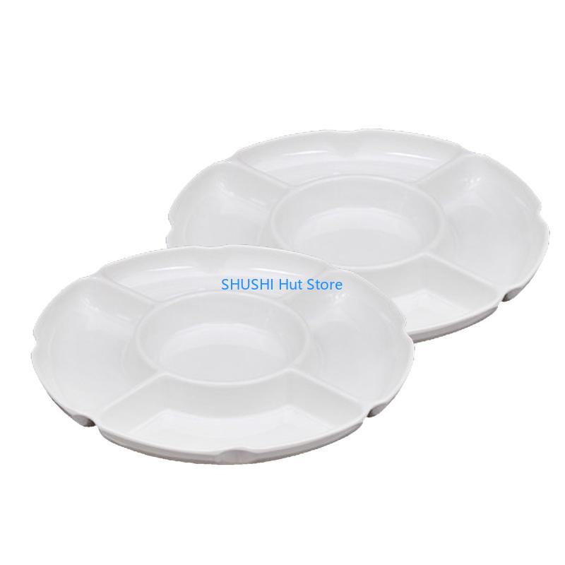 

Round Serving Tray White Set of 2 Rustic Ceramic Storage Plate Restaurant Dining Room Kitchen Organization D57B China Mainland