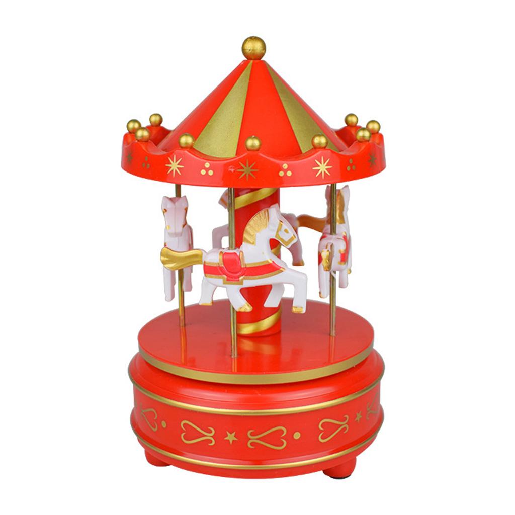 Carousel Music Box 4-Horse Rotating Baby Musical Toy Christmas Gifts Birthday Presents for Girls Kids Children Daughter Friends