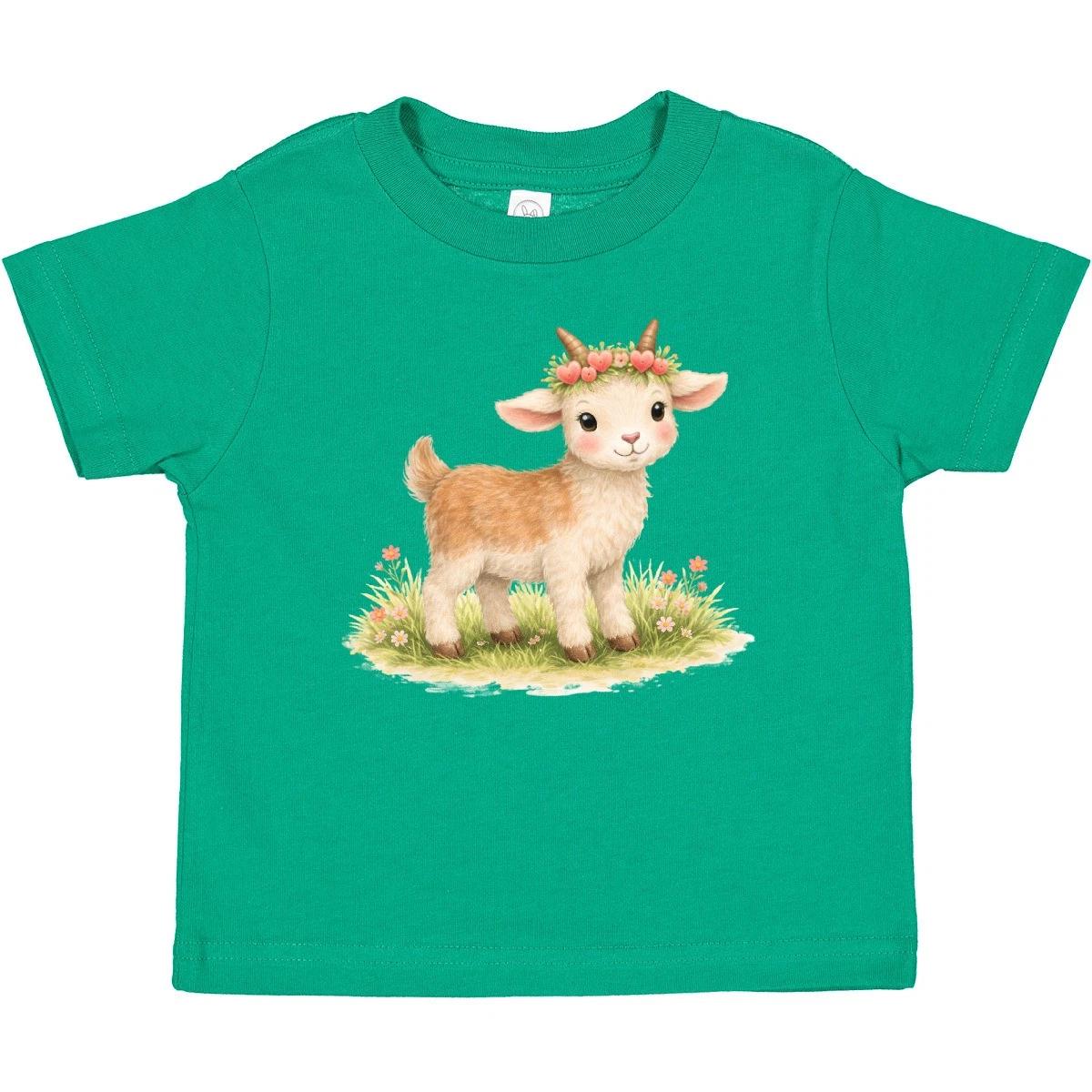 Inktastic Cute Goat With Flower Crown Baby T-Shirt Flowers Meadow Infant Tees 150