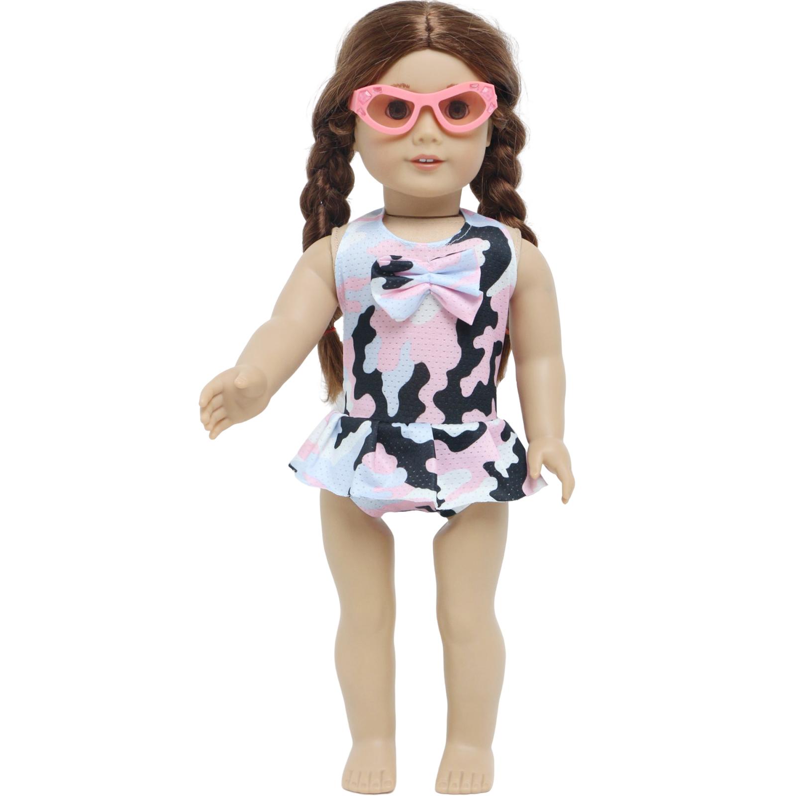 

Платье для кукол 18 дюймов, одежда с очками, модный игровой набор, аксессуары для кукольного домика, наряд для куклы 45 см, игрушка для девочек, подарок на день рождения(НЕТ КУКЛ)