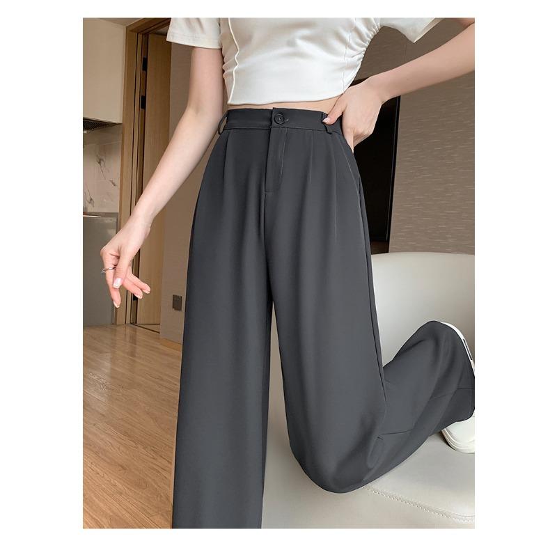 

Узкая версия брюк палаццо для женщин для женщин с высокой талией ниспадающие черные повседневные прямые свободные летние брюки до пола XXL