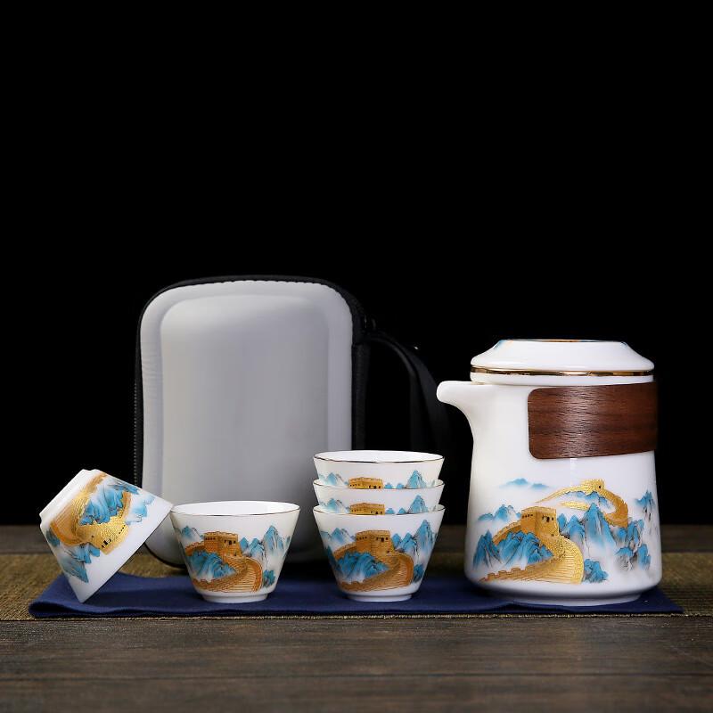 Qingsongshe Mutton-fat Jade White Porcelain Travel Tea Set