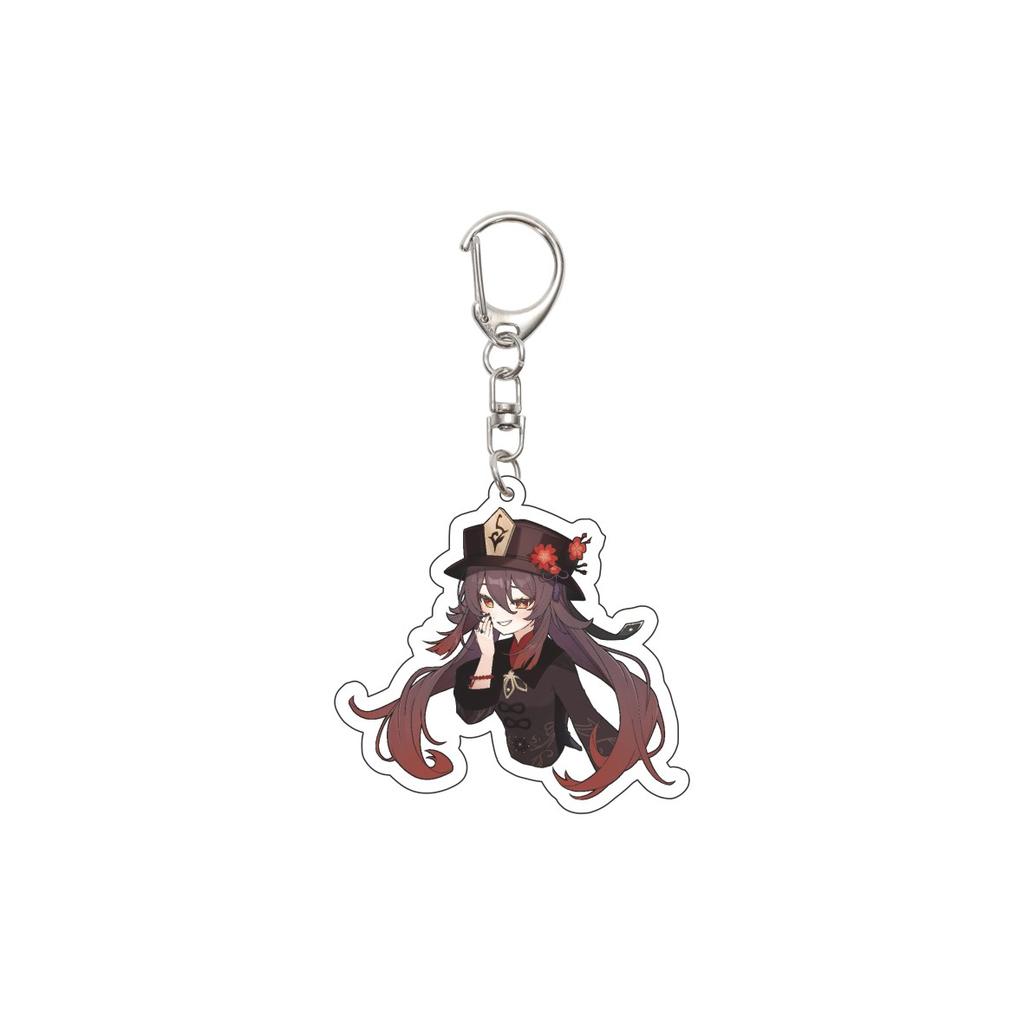 55MM Anime Genshin Impact Keychain Hu Tao Key Chain Acrylic Model Plate Christmas Gifts