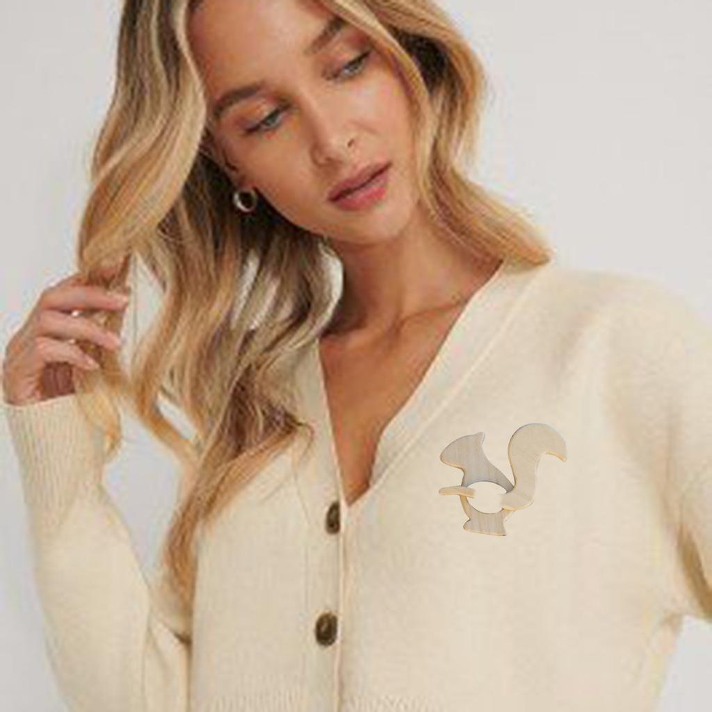 Wooden Animal Shape Brooch Creative Design Handmade Wooden Brooch Sweater Clip