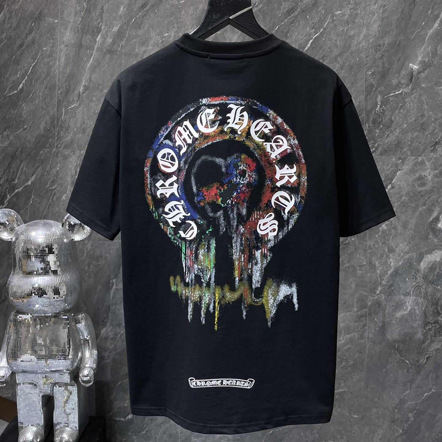 

GZ-8936 CHROME HEARTS 2025 Літня Новинка Високоякісна Бавовняна Футболка з Круглим Вирізом Вільного Крою Великого Розміру Чоловіча та Жіноча Парна Футболка M чорний