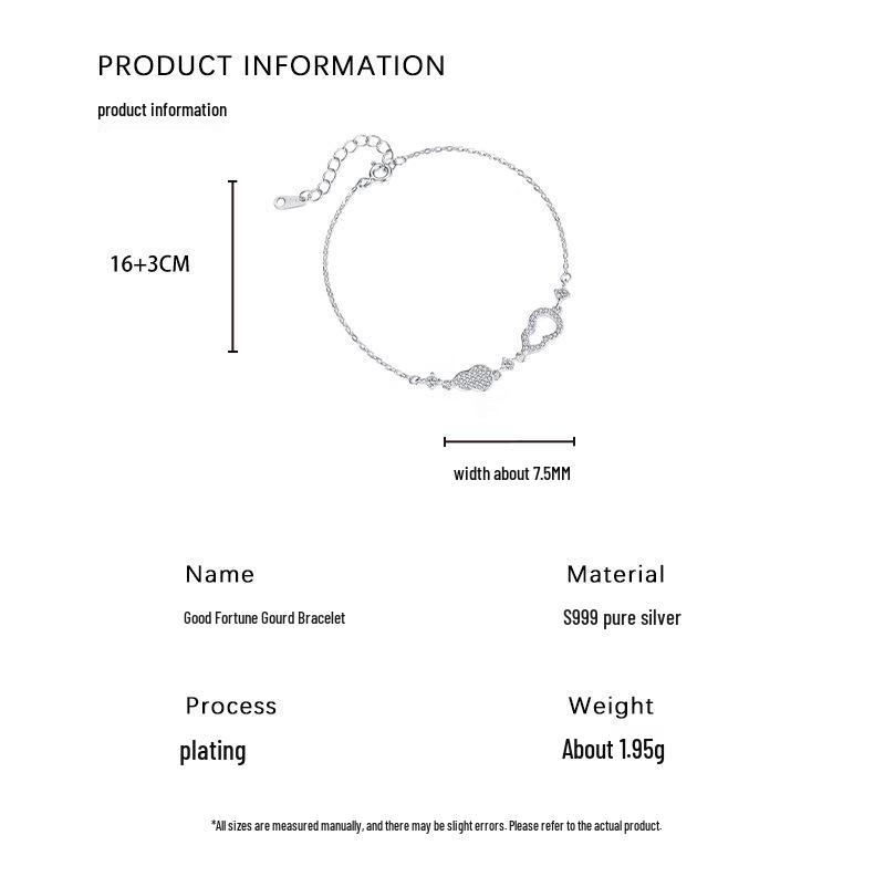 Elegant S999 Silver Gourd Bracelet for Women - Starry Hollow Design, High-End, Chic Jewelry.