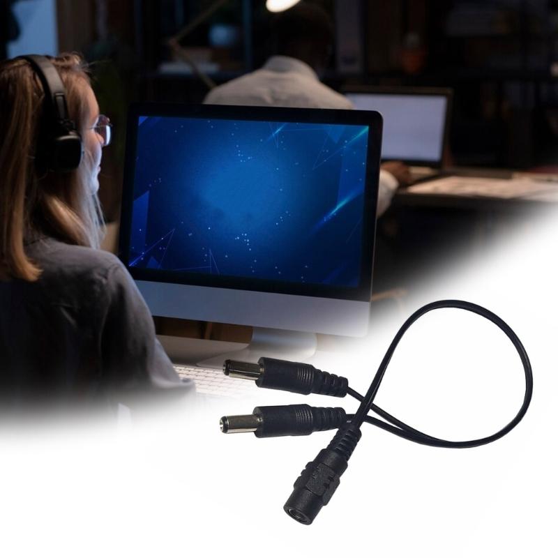DC5.5x2.1mm Female to Male Power Splitter Cable for LED Lights and Surveillances Cameras