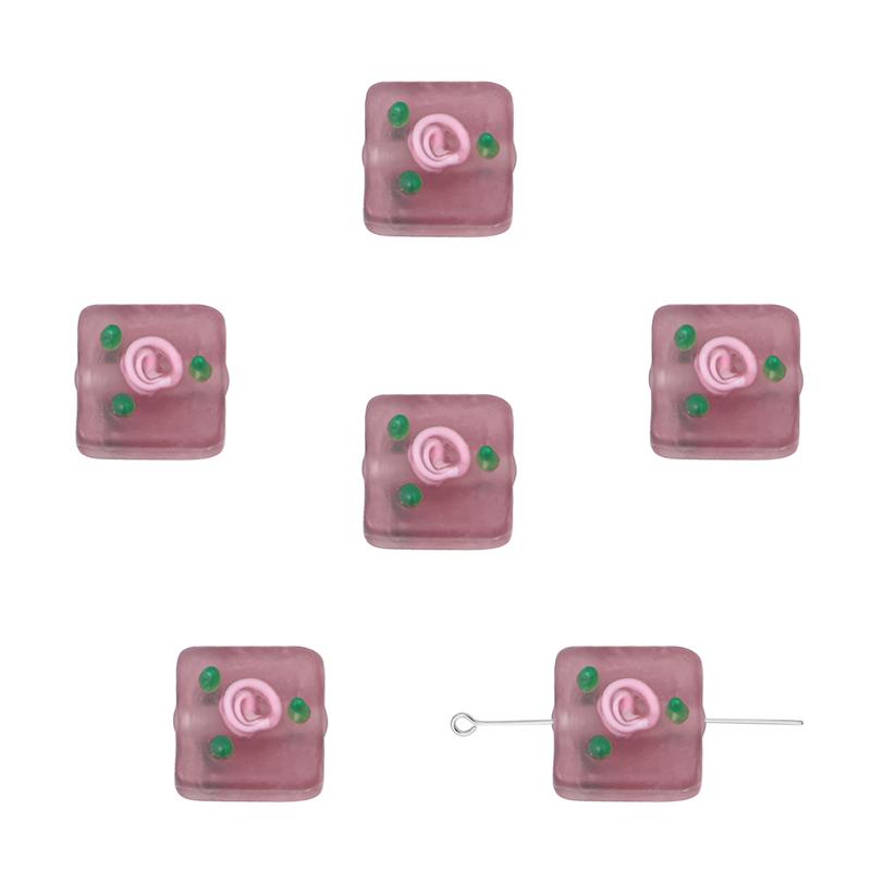 2 τμχ Ζωγραφισμένες στο χέρι παγωμένο χρωματιστό γυαλί τετράγωνες χάντρες για DIY κολιέ βραχιόλι σκουλαρίκια Αξεσουάρ χειροτεχνίας κοσμήματα